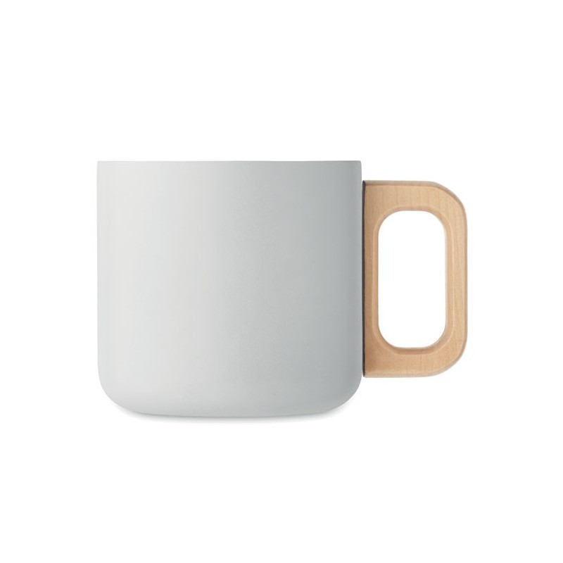 Mug publicitaire  35 cl en acier recyclé avec poignée bois "ACERO"