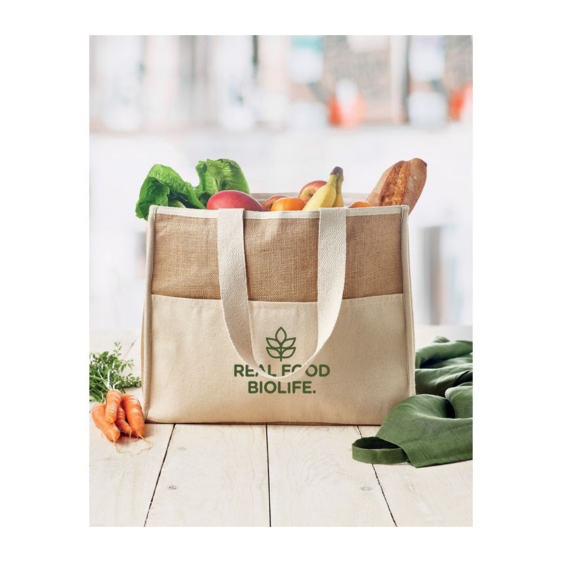 Sac shopping isotherme publicitaire en toile de jute CAMPO DE GELI Sac shopping isotherme publicitaire en toile de jute CAMPO DE GELI
