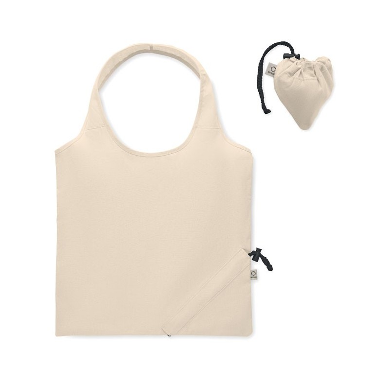 Sac shopping publicitaire pliable coton recyclé et RPET naturel CARRIE