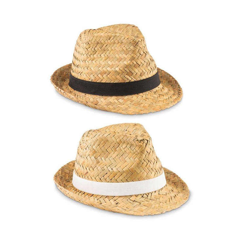 Chapeau publicitaire de style TRILBY en paille naturelle MONTEVIDEO