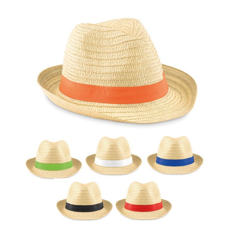 Chapeau publicitaire de style Trilby en papier tressé "BOOGIE" Chapeau publicitaire de style Trilby en papier tressé "BOOGIE"