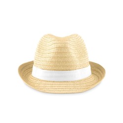Chapeau publicitaire de style Trilby en papier tressé "BOOGIE"