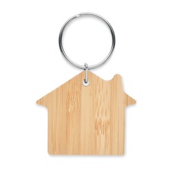 Porte-clés publicitaire en bambou en forme de maison "HOUSEBOO"