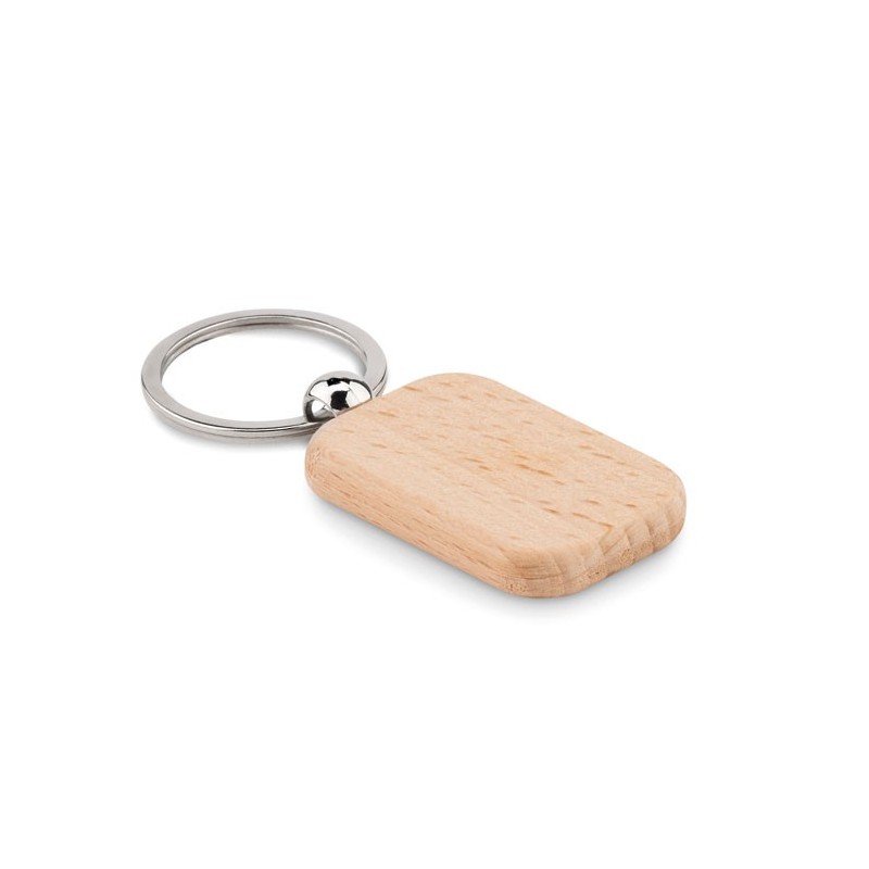 Porte-clés publicitaire en bois de forme rectangulaire "POTY WOOD"