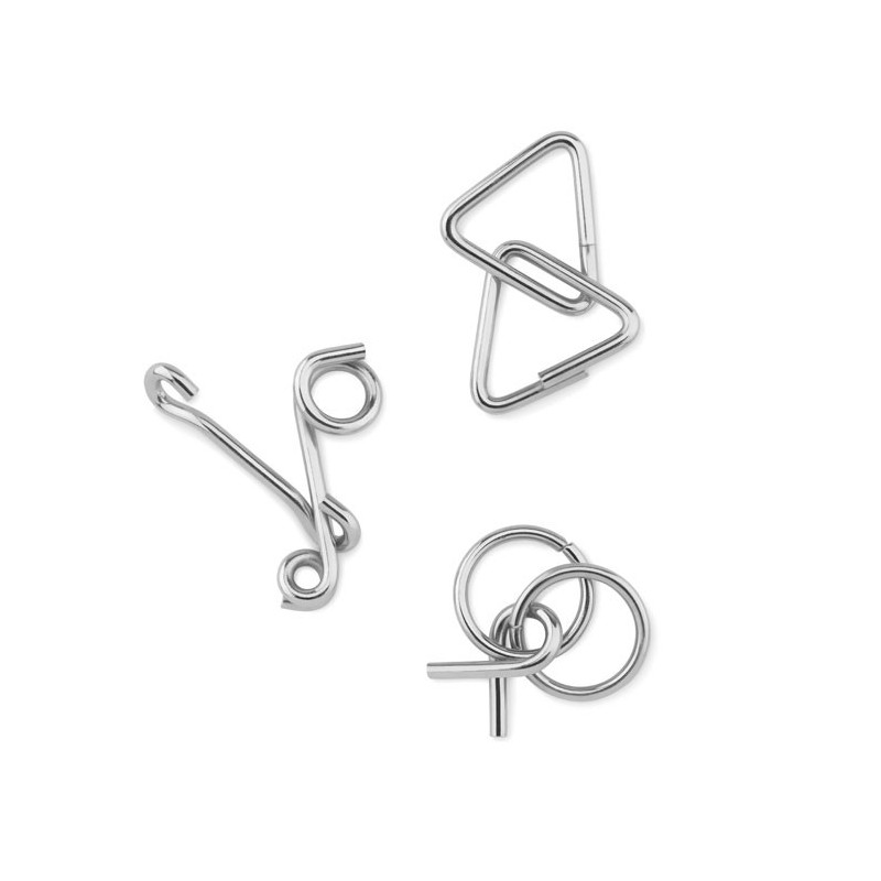 Set de 3 casse-tête en métal avec marquage sur la pochette THREENATS