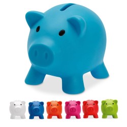 Tirelire publicitaire en forme de cochon "SOFTCO"