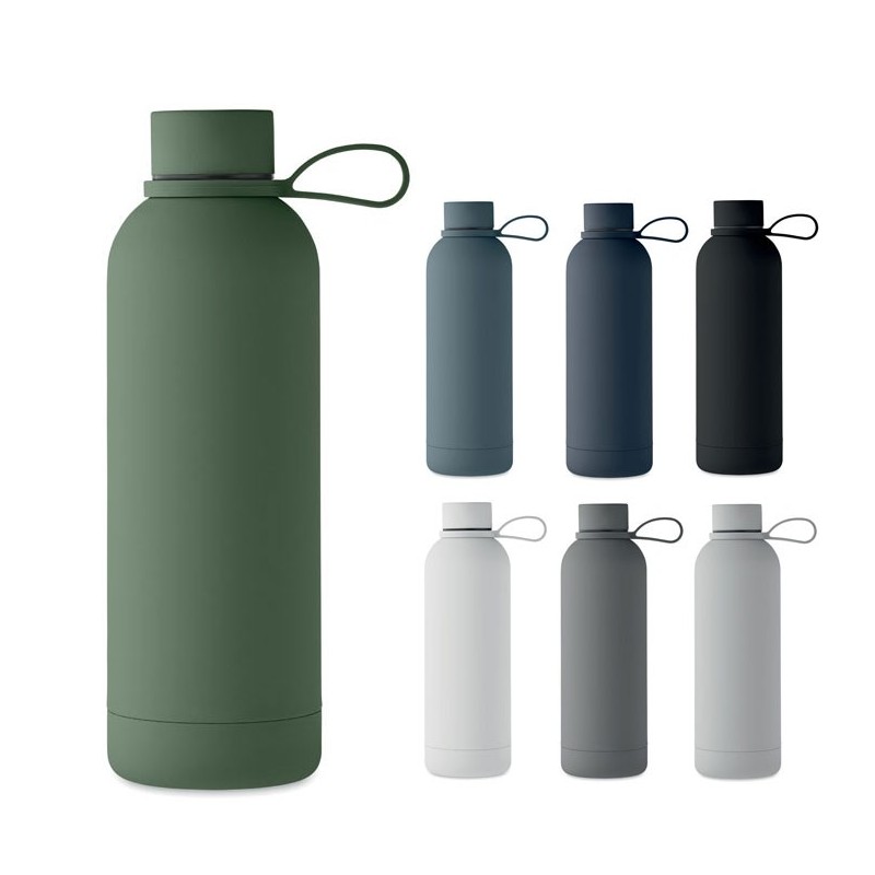 Bouteille isotherme 500 ml en acier recyclé et caoutchouc "EMERALD" Bouteille isotherme 500 ml en acier recyclé et caoutchouc "EMERALD"