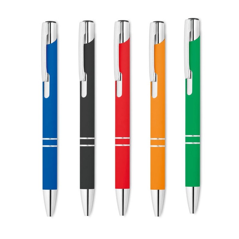 Stylo à bille publicitaire en alu avec finition caoutchoutée "AOSTA" Stylo à bille publicitaire en alu avec finition caoutchoutée "AOSTA"