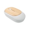 Souris publicitaire sans fil en plastique recyclé et bambou "CURVY BAM