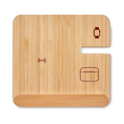 Station de charge personnalisable 3-en-1 en bambou "BOOGAR"
