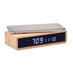 Chargeur sans fil avec fonction réveil en bambou. "MORO"