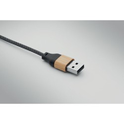 Câble de charge publicitaire en bambou et RPET "CABOO"