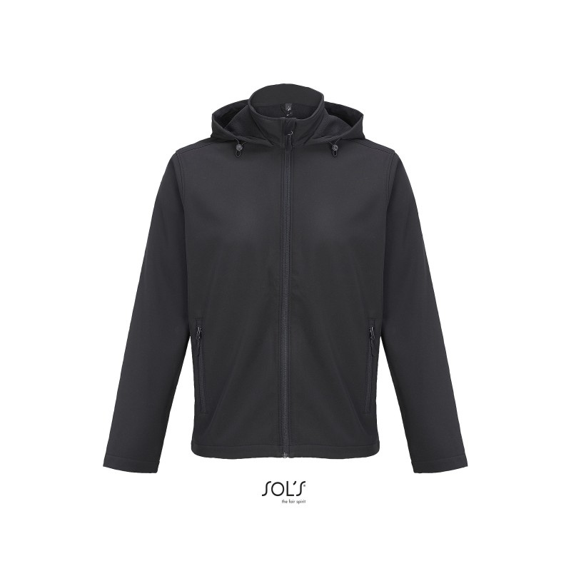 Veste publicitaire homme en Sofshell avec capuche "RACE HOODED" Veste publicitaire homme en Sofshell avec capuche "RACE HOODED"