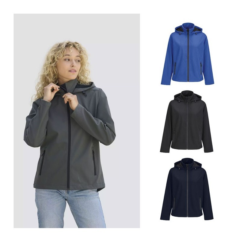 Veste publicitaire femme en Softshell avec capuche "RACE HOODED" Veste publicitaire femme en Softshell avec capuche "RACE HOODED"