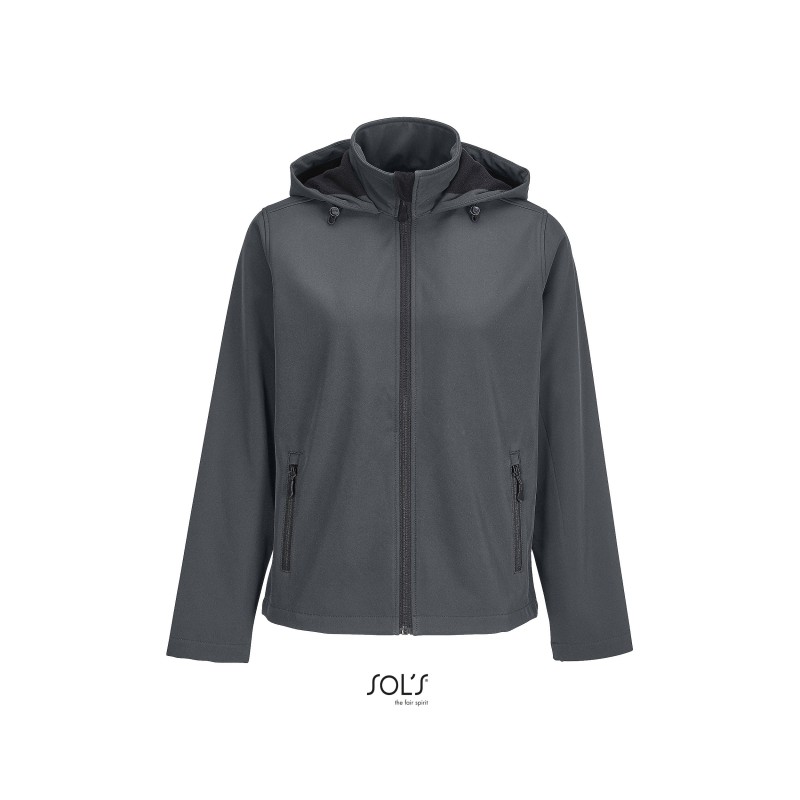 Veste publicitaire femme en Softshell avec capuche "RACE HOODED"