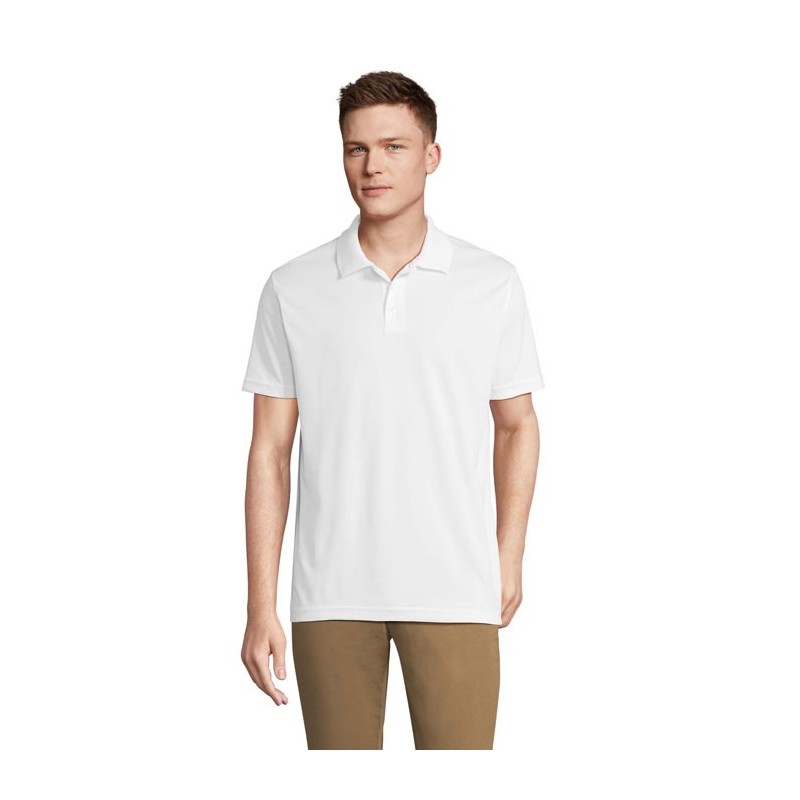 Polo publicitaire de sport en polyester recyclé "PITCHER blanc"