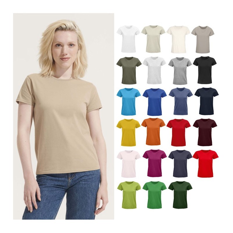 Tee-shirt publicitaire femme en coton biologique. 23 coloris au choix Tee-shirt publicitaire femme en coton biologique. 23 coloris au choix