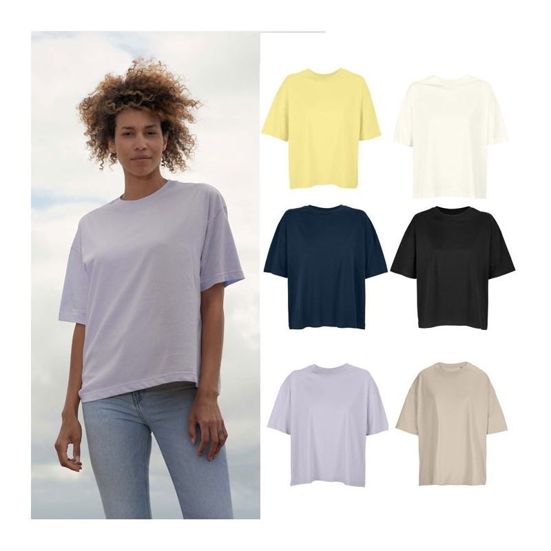 Tee-shirt coton bio couleur oversize femme personnalisable BOXY Tee-shirt coton bio couleur oversize femme personnalisable BOXY