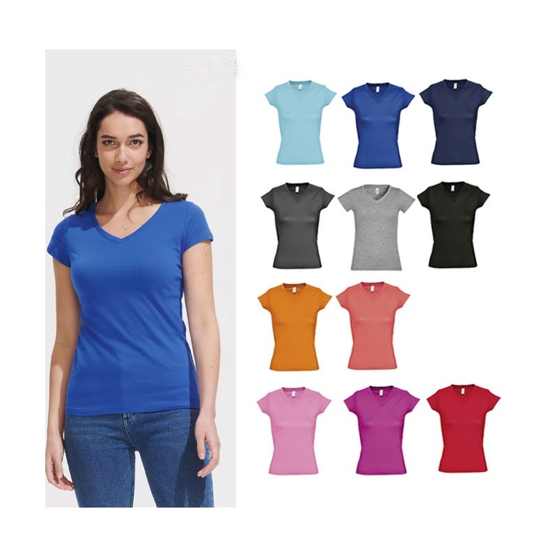 Tee-shirt publicitaire femme col V couleur MOON Tee-shirt publicitaire femme col V couleur MOON