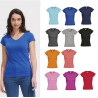 MOON - T-shirt femme en coton 150g/m2. Col V et manches courtes