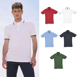 Polo Homme manches courtes avec bandes contrastées "PRACTICE"