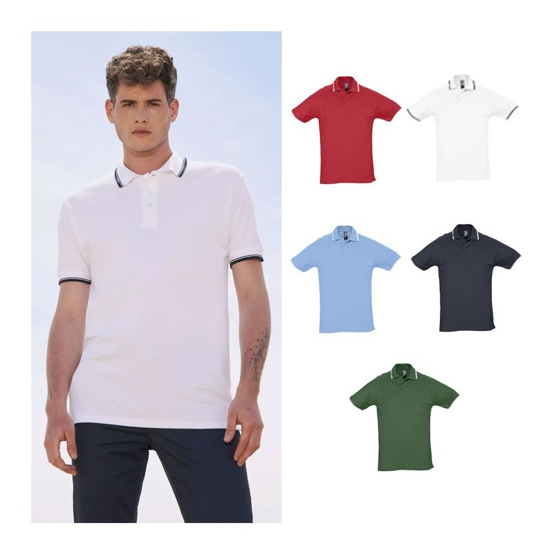 Polo Homme manches courtes avec bandes contrastées "PRACTICE"