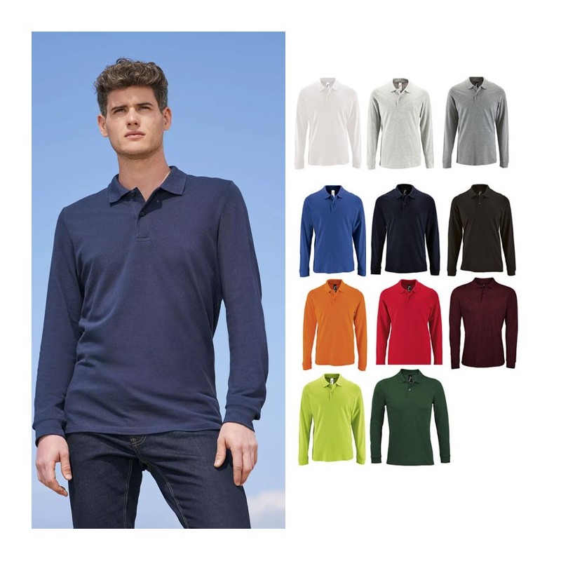 Polo publicitaire manches longues homme - 12 coloris. PERFECT LSL