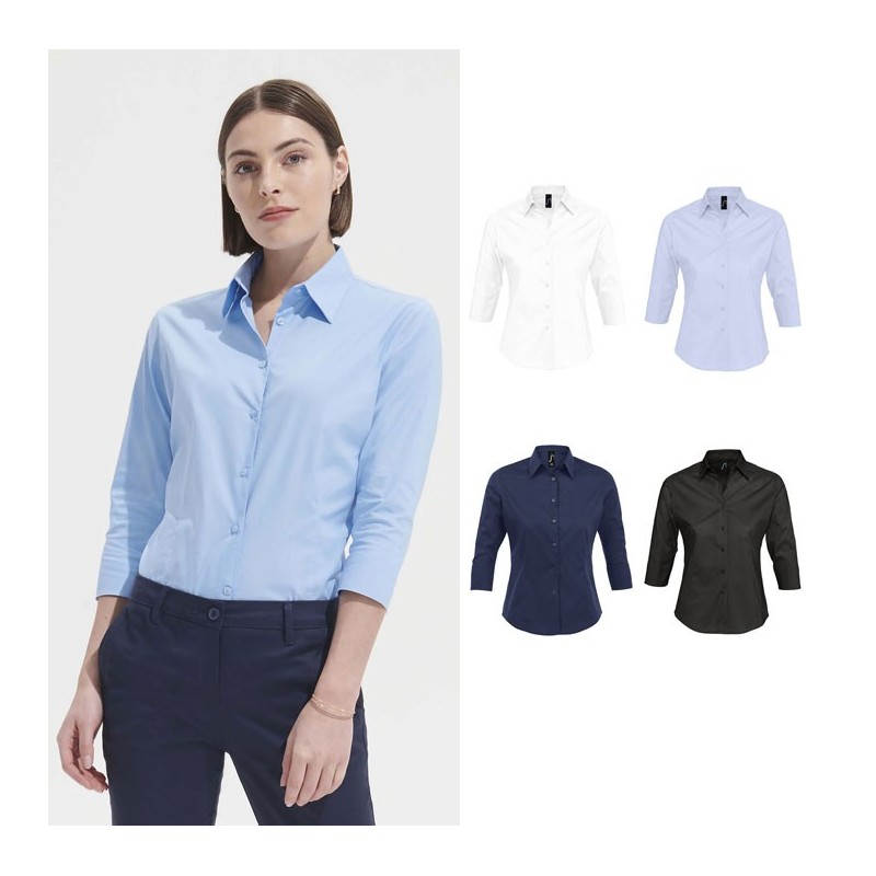 Chemise Femme manches 3/4 personnalisable "EFFECT" Chemise Femme manches 3/4 personnalisable "EFFECT"