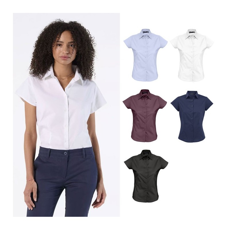 Chemise femme manches courtes personnalisable "EXCESS" Chemise femme manches courtes personnalisable "EXCESS"