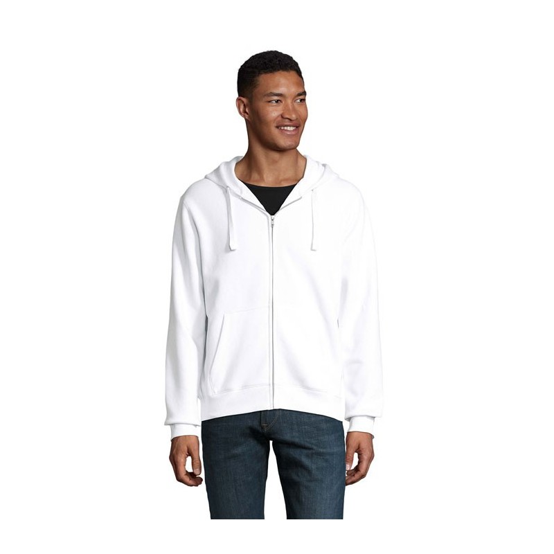 Veste publicitaire homme zippée en molleton avec capuche "SPIKE Blanc" Veste publicitaire homme zippée en molleton avec capuche "SPIKE Blanc"
