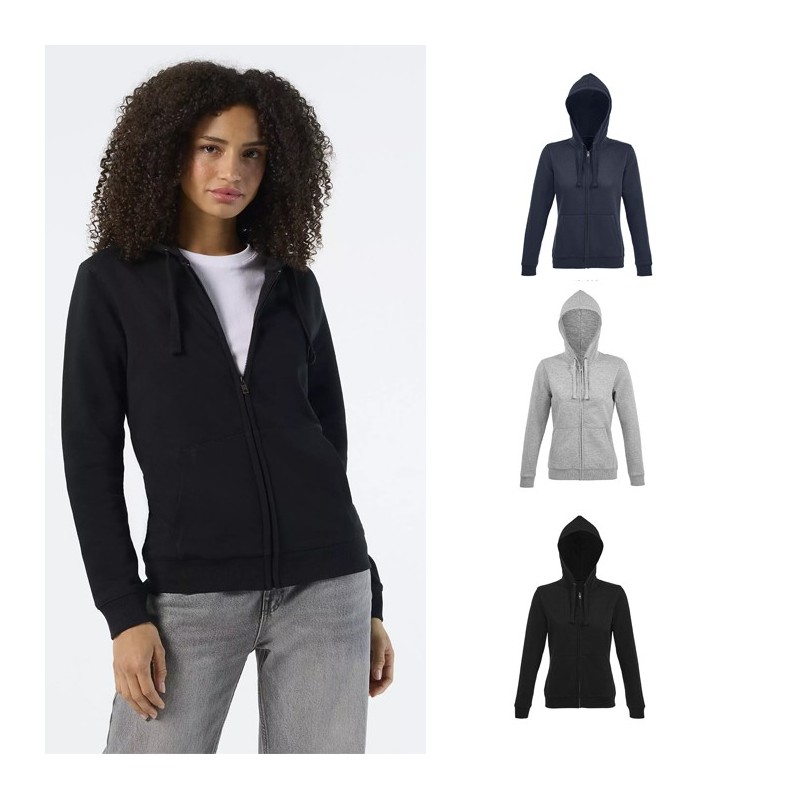Veste publicitaire femme zippée en molleton avec capuche SPIKE Couleur Veste publicitaire femme zippée en molleton avec capuche SPIKE Couleur